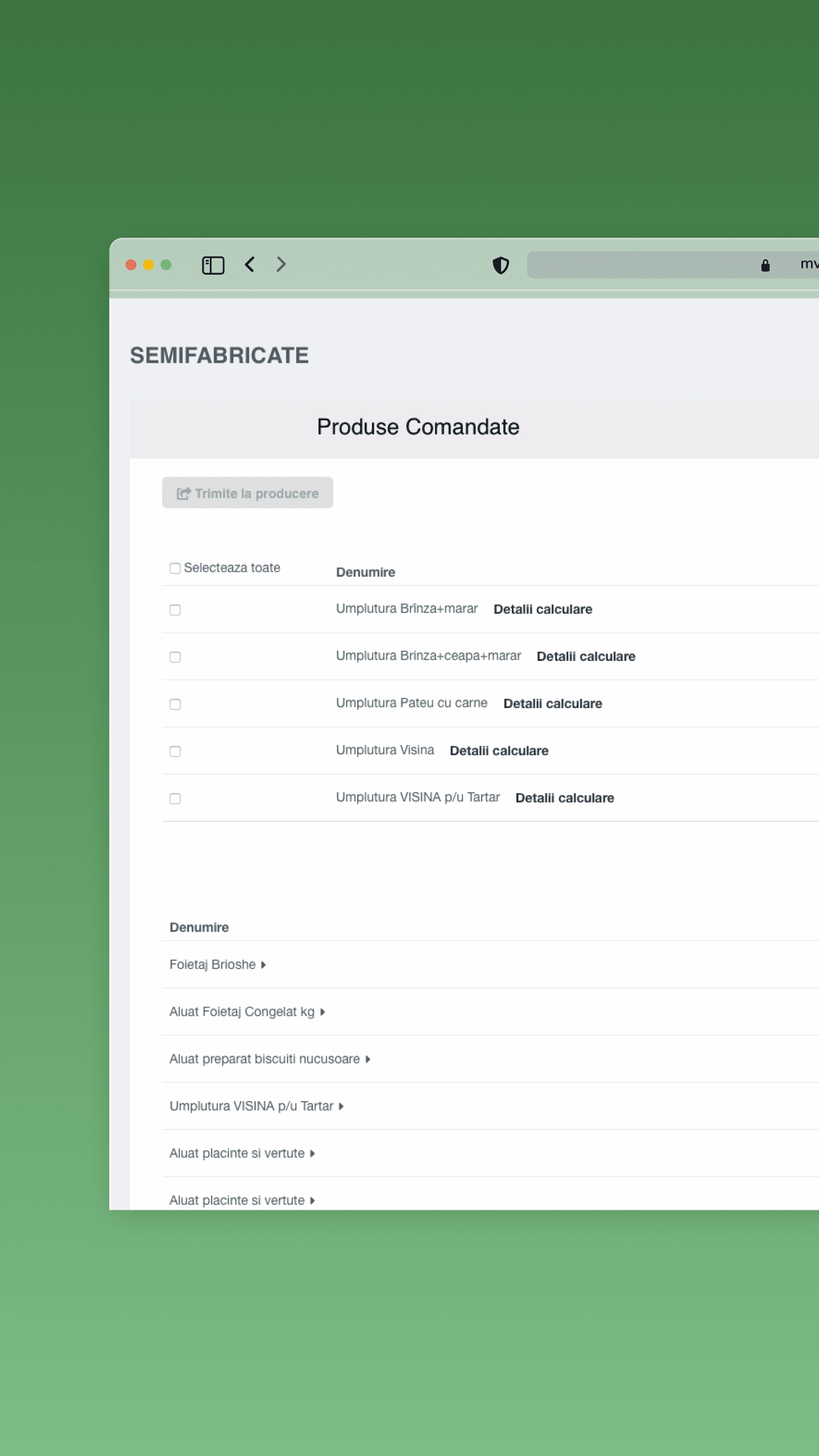 Pegas ERP Producție Brutărie Moldova | Nomenclator Rețetar Digital | Creare și ajustare rețete dinamice, trasabilitate ingrediente și integrare cu fluxul de producere