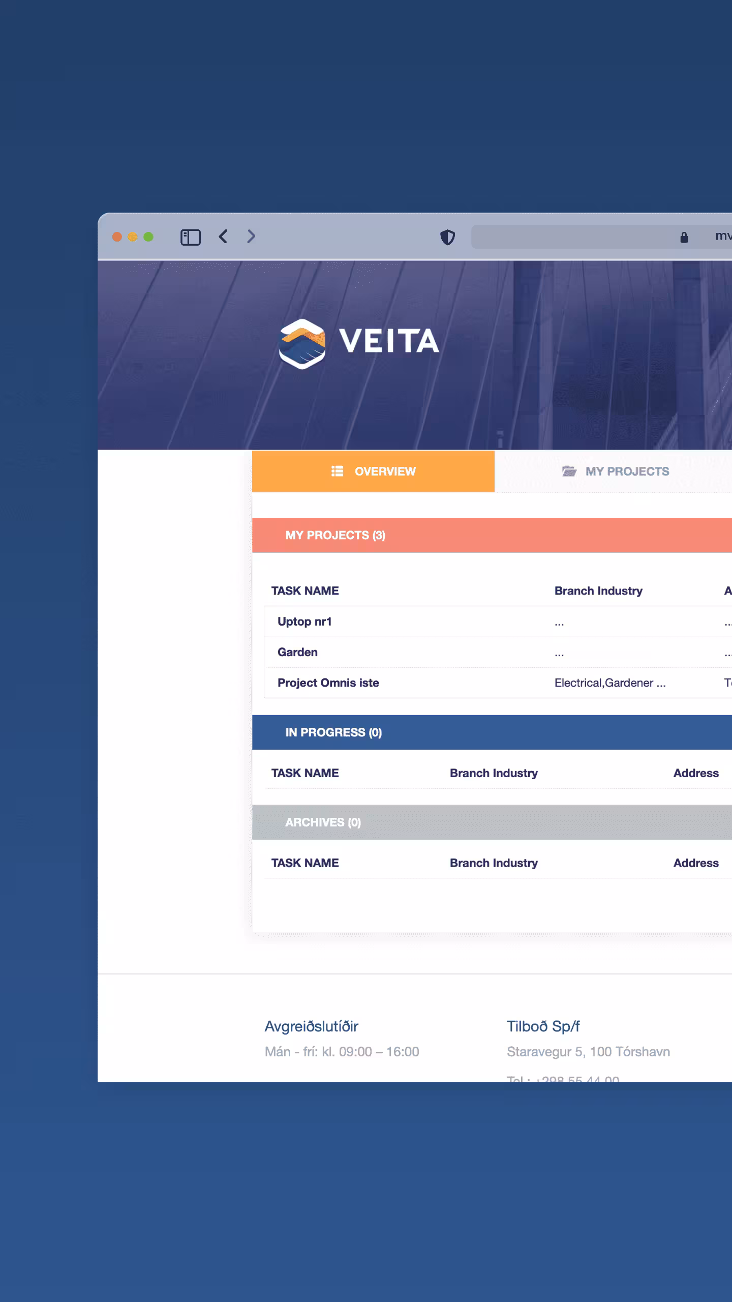 Veita.fo | Flow operațional marketplace | Proces complet de creare, publicare și administrare task-uri | Digitalizare cereri și management servicii locale