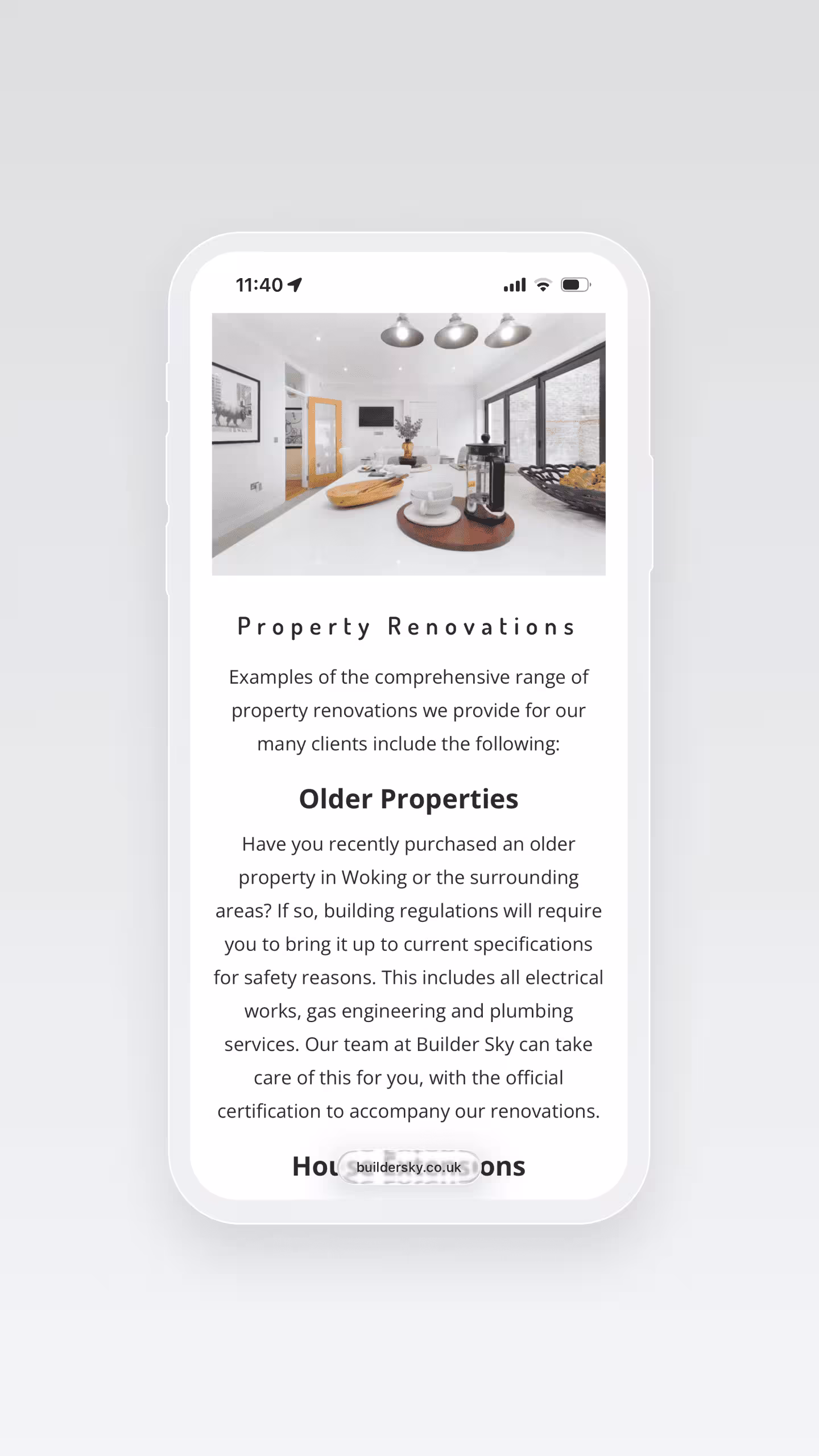 Buildersky | Pagina servicii renovare locuințe | Detalii despre lucrări de extindere, mansardare și amenajări interioare 