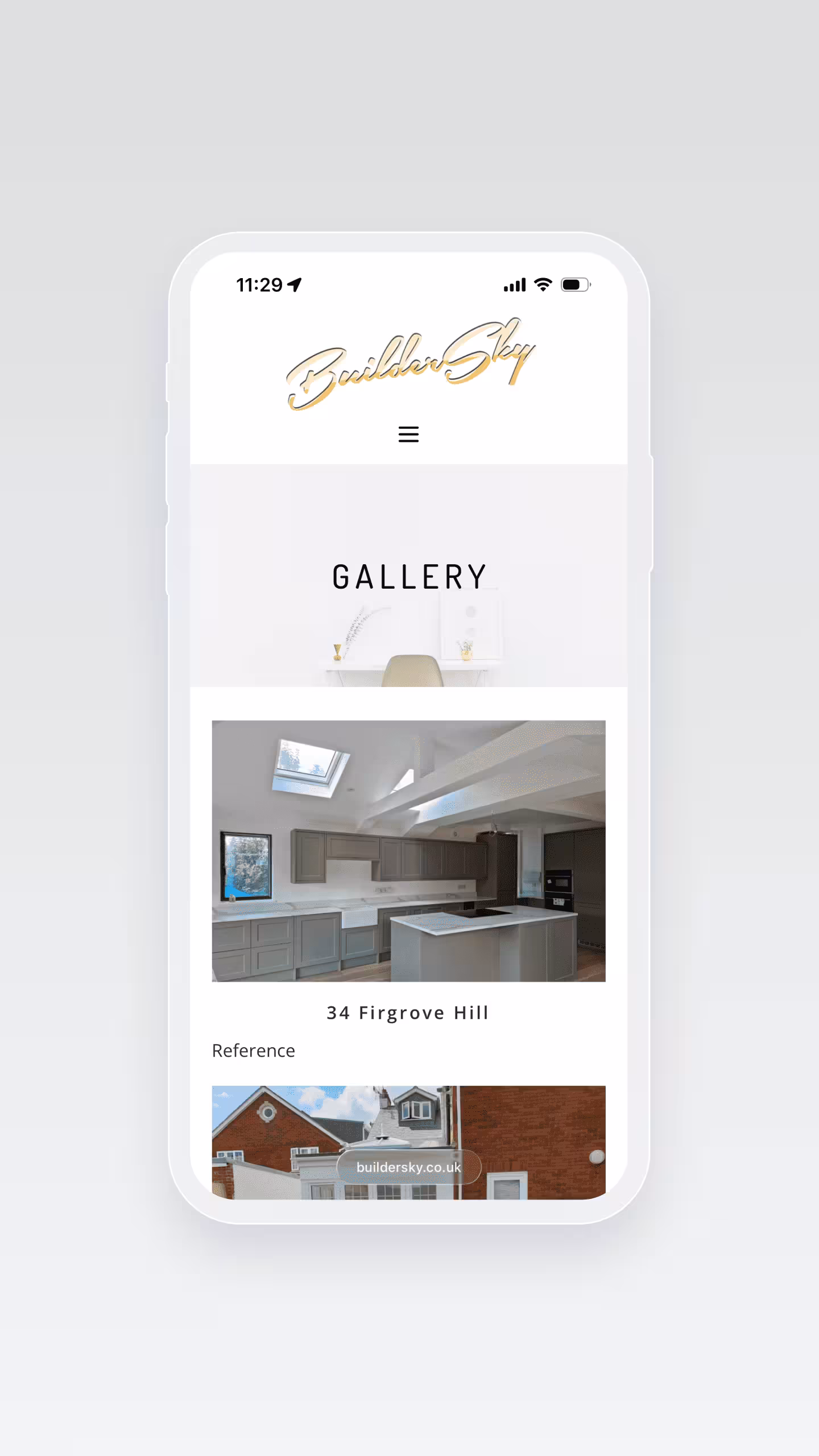 Buildersky | Website responsive construcții UK | Galerie lucrări optimizată pentru dispozitive mobile | Experiență vizuală completă pentru clienți