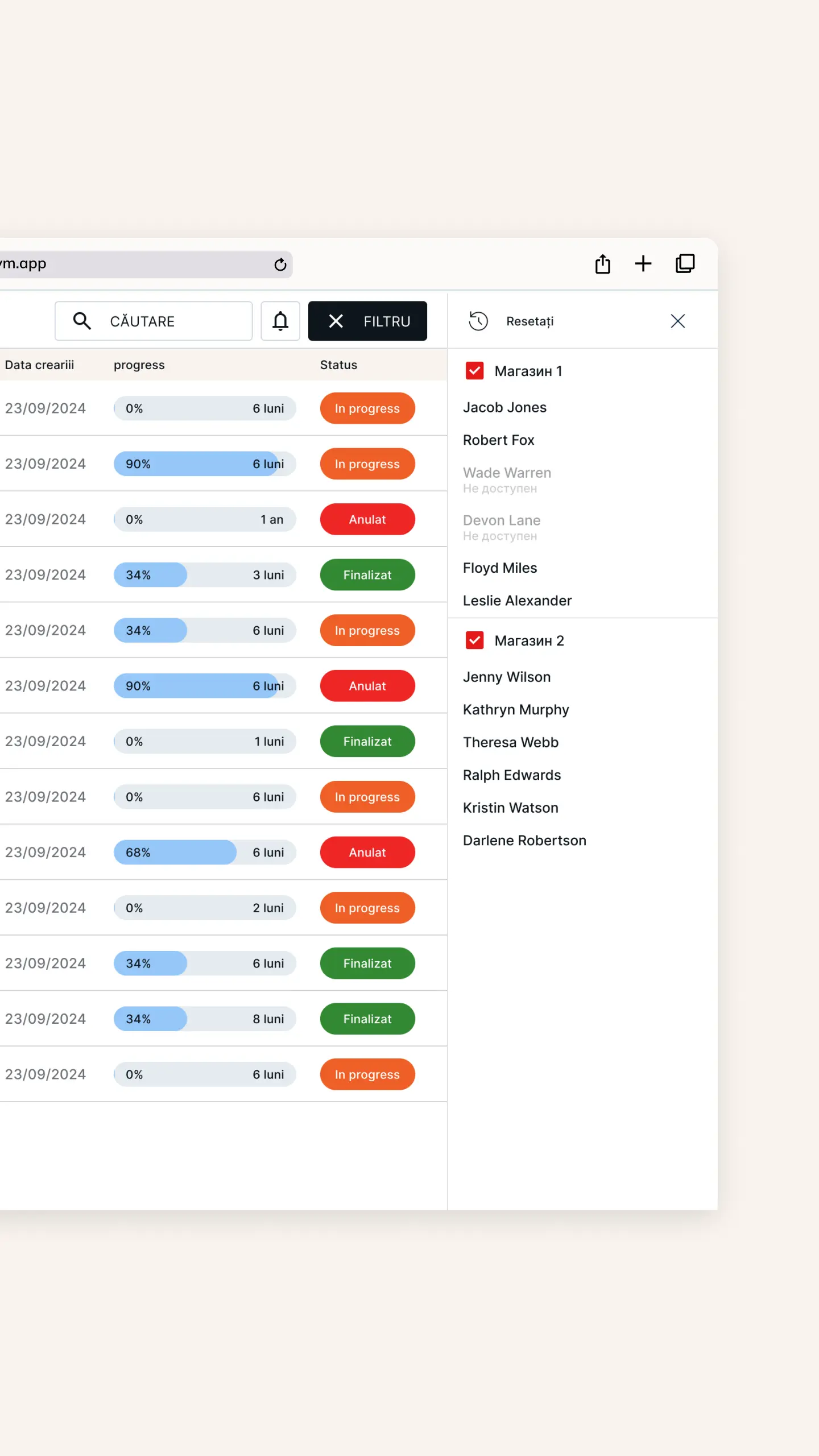 POSH Beauty CRM | Sistem de Beauty Plan colaborativ | Urmărirea etapelor fiecărui tratament estetic, sincronizată între mai mulți medici, cu statusuri, date și progres vizual pentru fiecare client