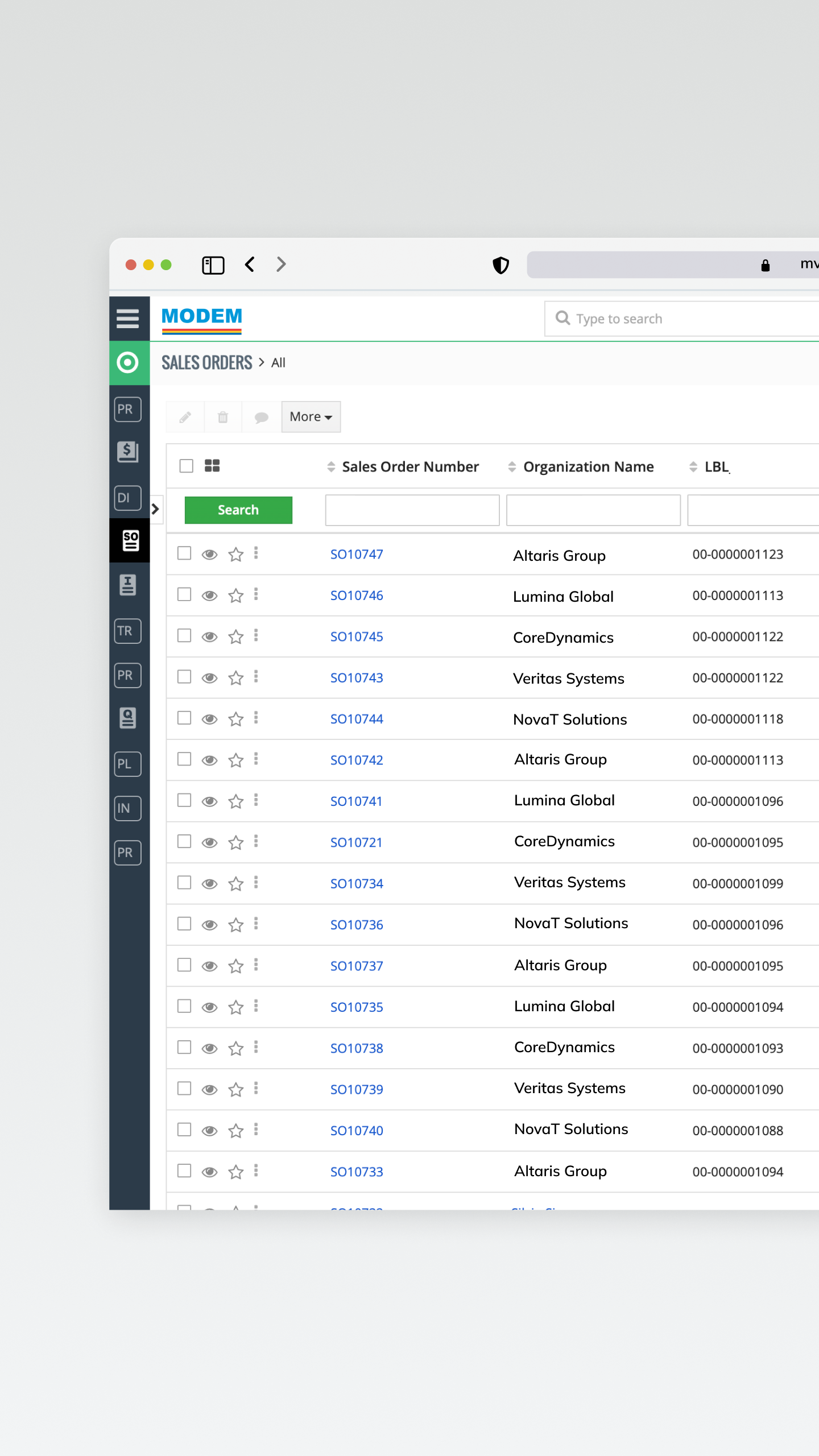 Interfață WMS MODEM | Dashboard de monitorizare în timp real a comenzilor parvenite din CRM, cu afișarea statusurilor de procesare și expediere pentru fiecare depozit