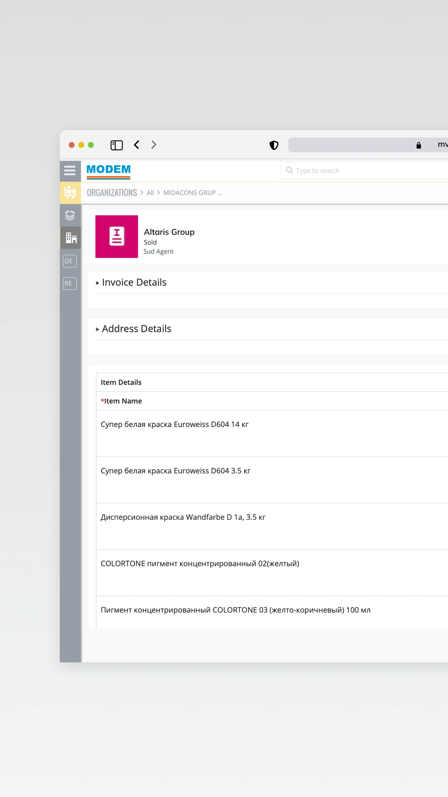 MODEM | Sistem CRM – gestionarea comenzilor și relațiilor cu clienții | Istoric comenzi client: colectare, pregătire, plată, etape livrare | vizibilitate pe întreg fluxul